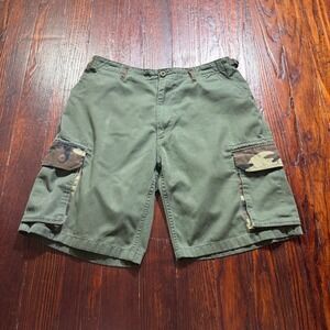 VTG Military Shorts Mens M Long Green Camo Rothco Ultra Force BDU Cargo Baggy